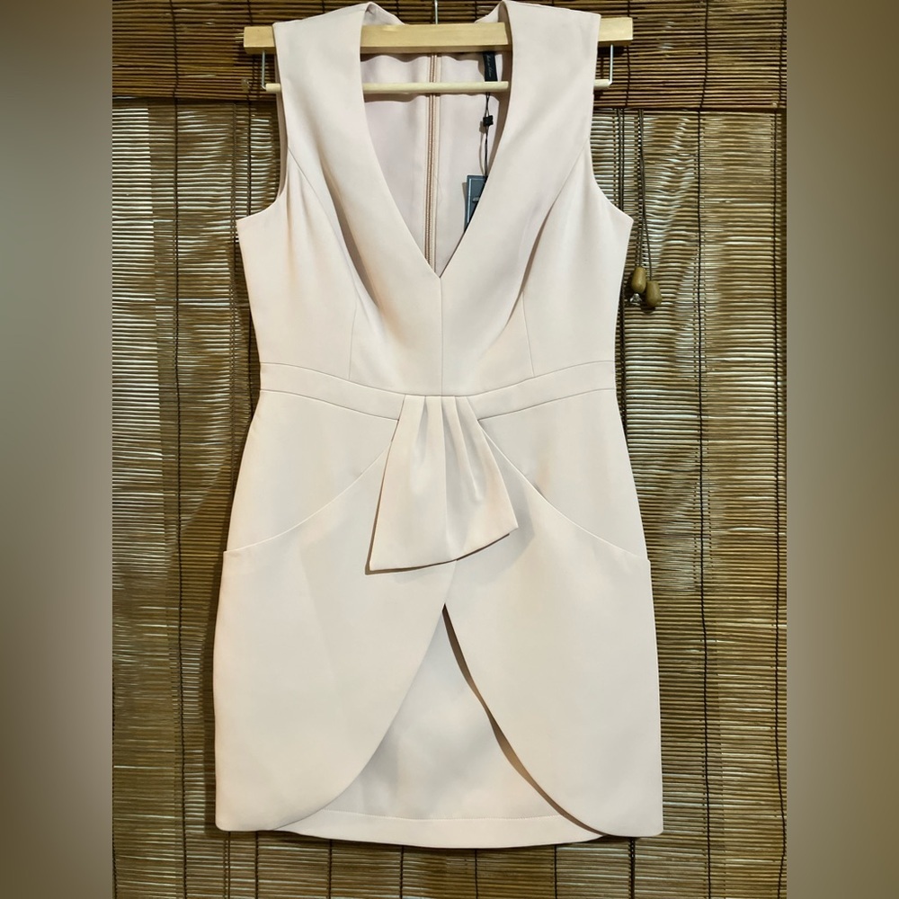 BCBGMaxAzria Claire Sleeveless Draped Skirt Dress in Bare Pink - Picture 4 of 13